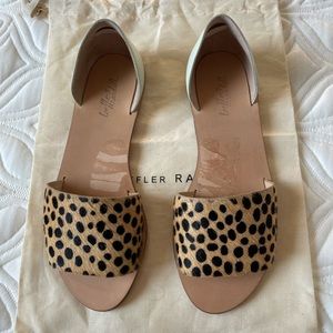 Loeffler Randall calf hair print sandals. In unworn condition as pictured.